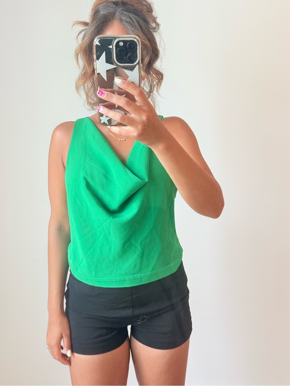 Skies Are Blue Green Cowl Neck Sleeveless Blouse | Size M